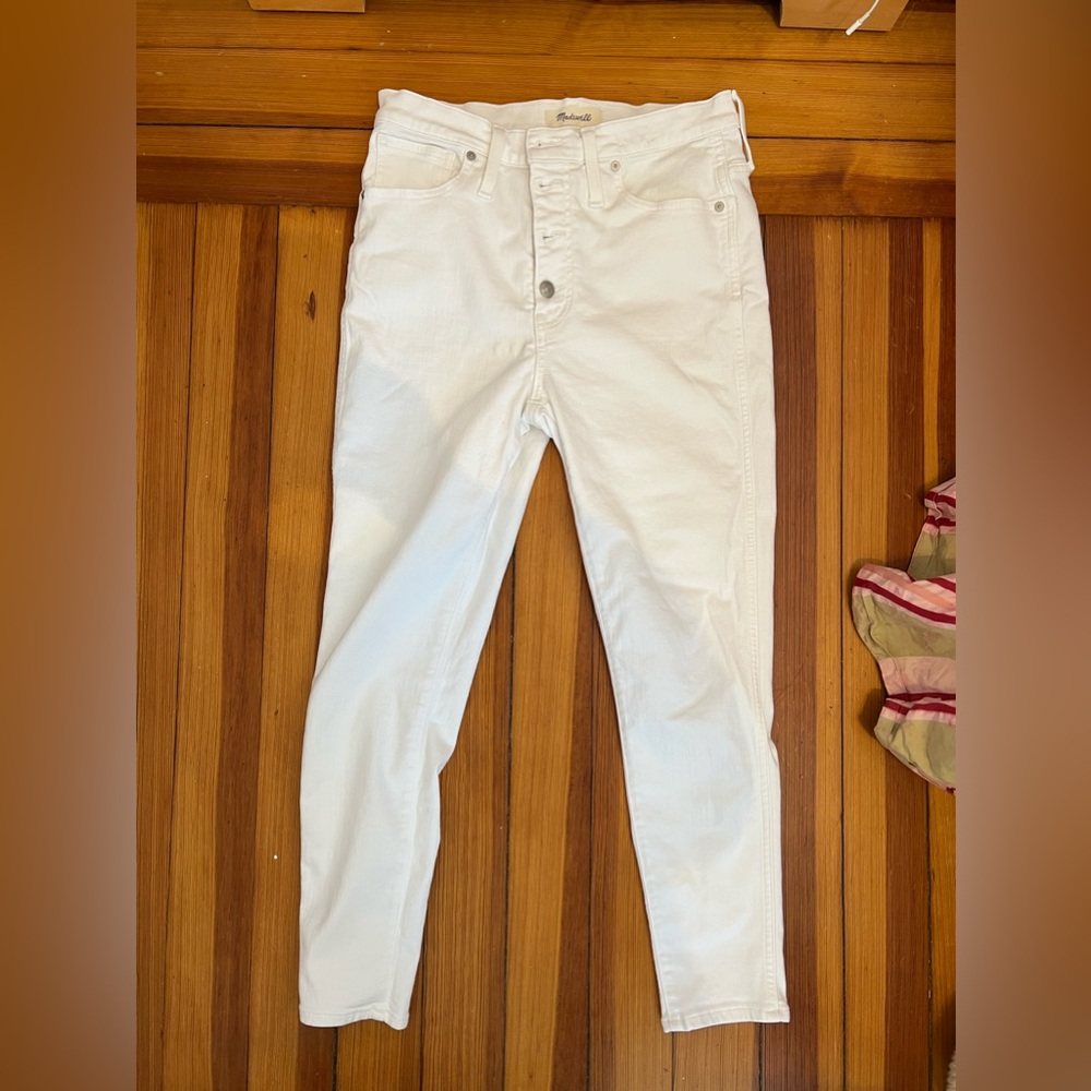 Madewell white skinny crop jeans